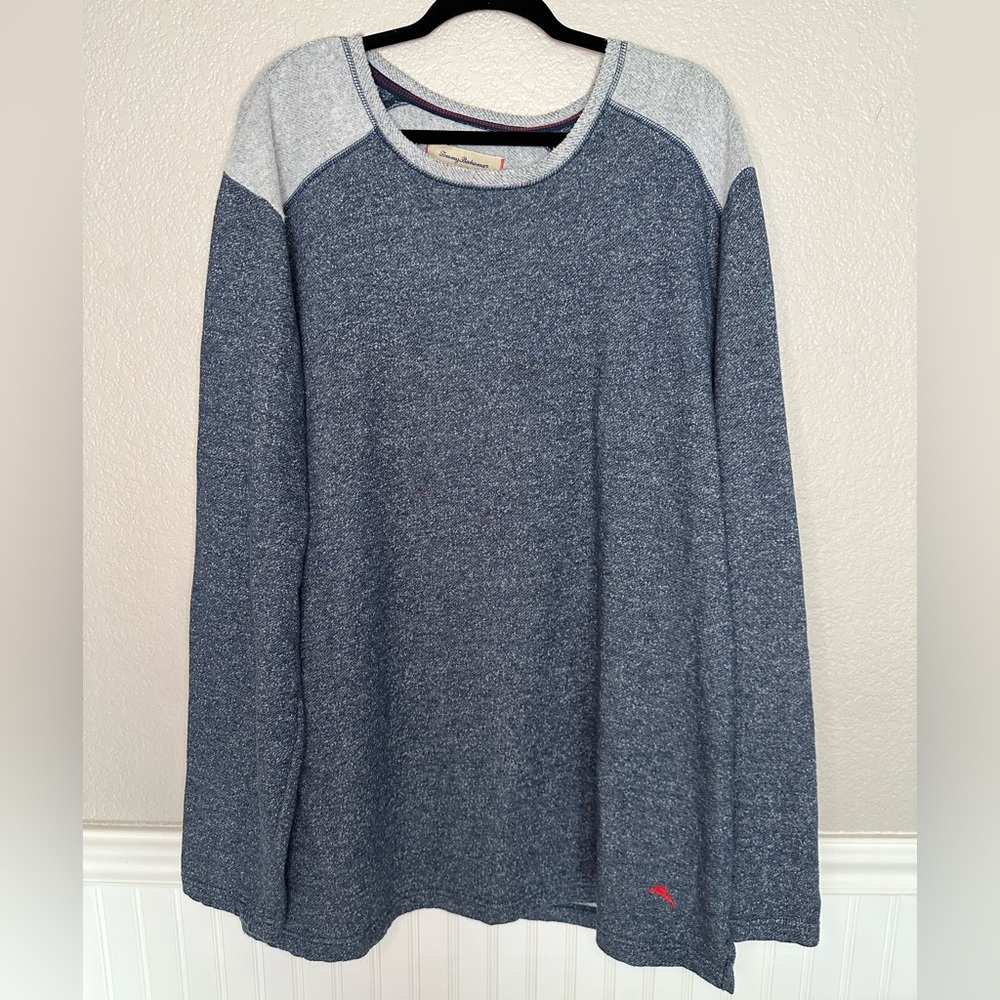 Tommy Bahama Blue and Grey Crewneck Sweater Size XXLT